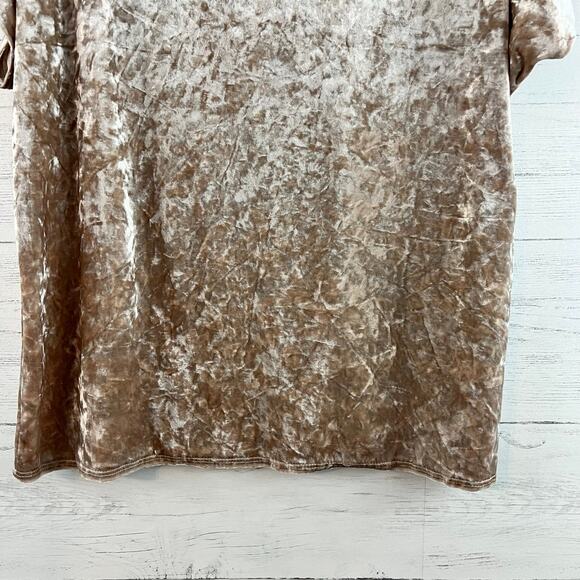 NY Collection Blush Pink Crushed Velvet Short Sleeve Top Size L - Picture 4 of 6
